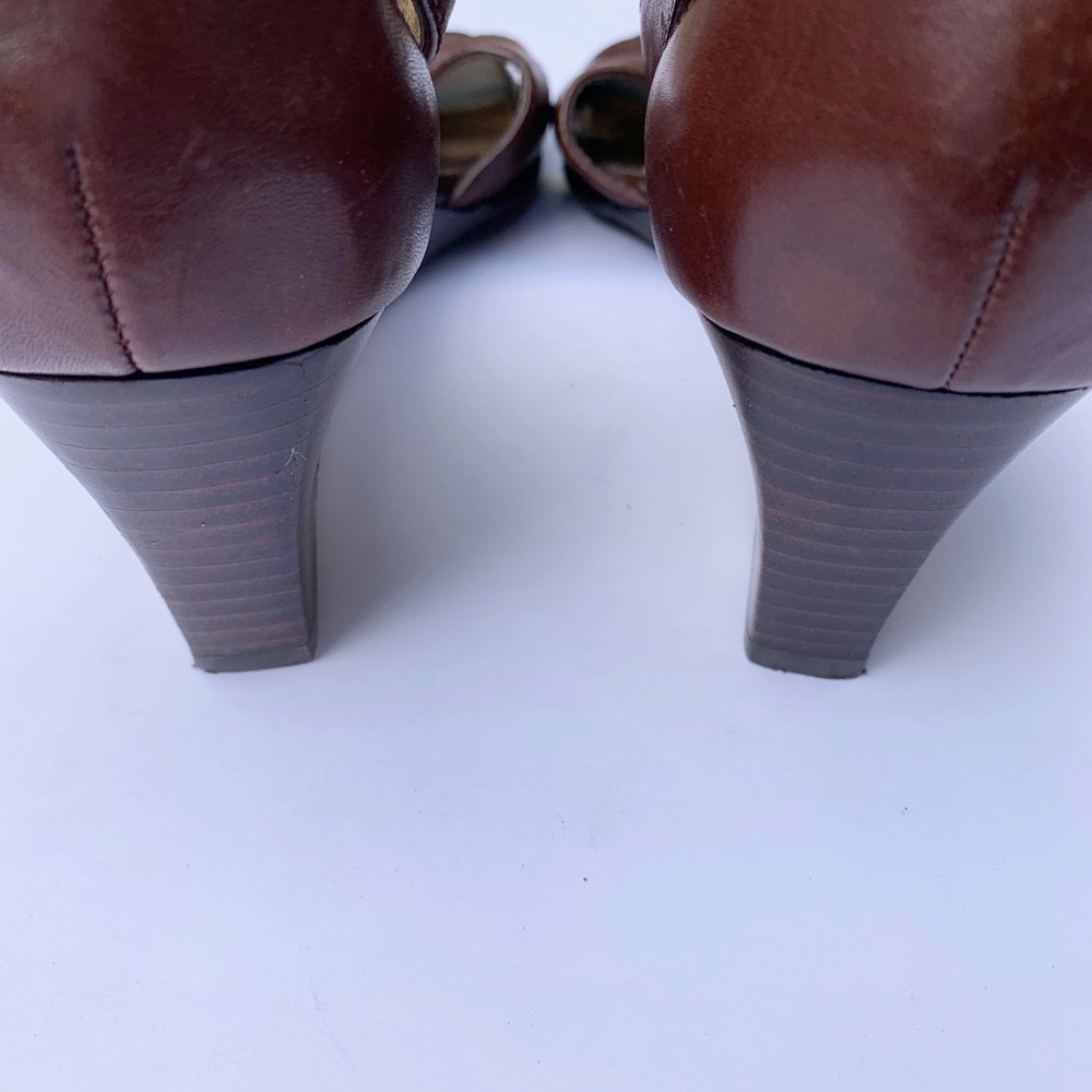 Circa Joan & David Women’s Brown Leather Wedge Sandals Size 7M - Picture 3 of 6